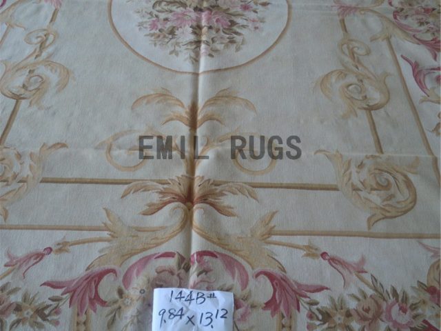 flat weave aubusson rug 9.8' X 13' Ivory Field Ivory Border hand woven