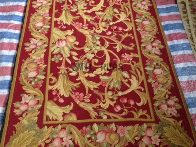 needlepoint carpets Runner 3' X 10' Red Field Red Border hand stitched