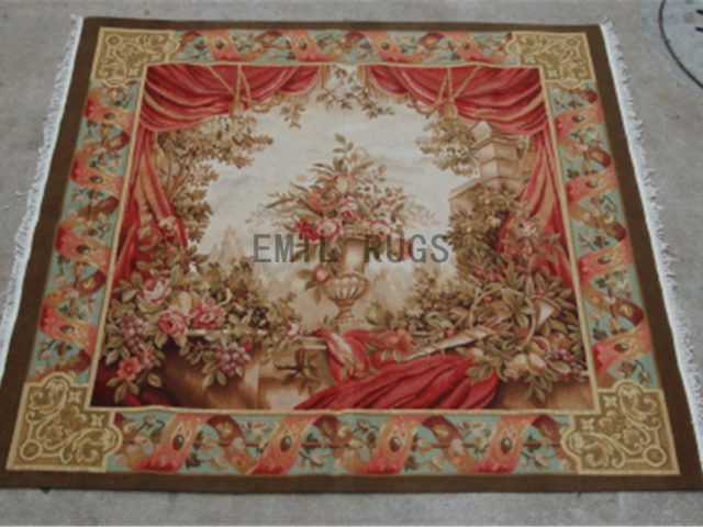 wool vintage authentic aubusson gobelin 3.3' X 5.7' tapestry wall hangings