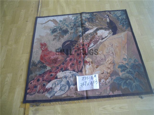 wool vintage authentic aubusson gobelin 3.67' X 4.03' art tapestry