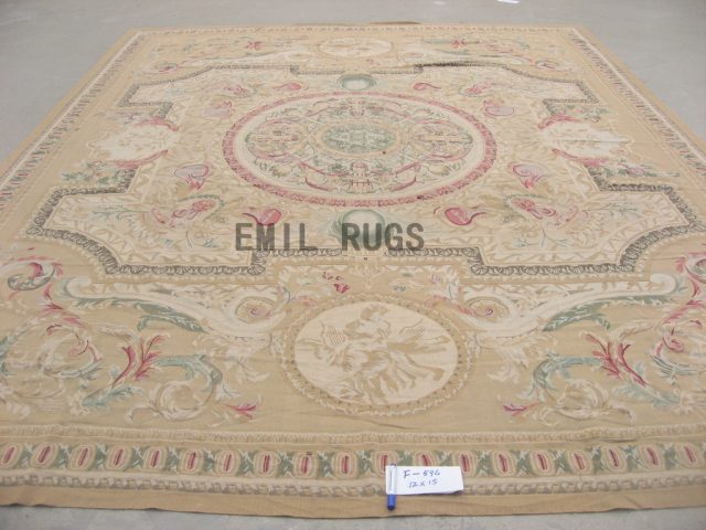 flat weave aubusson carpet 8' X 10' Ivory Field Ivory Border 100% New Zealand wool european handmade