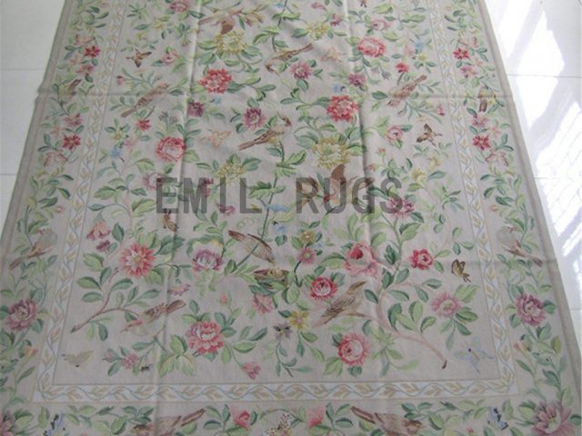 needlepoint carpets Small Size 2' X 4' Ivory Field Ivory Border hand stitched