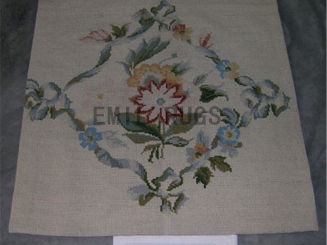 needlepoint carpets Small Size 2.3' X 2.3' Ivory Field Ivory Border authentic