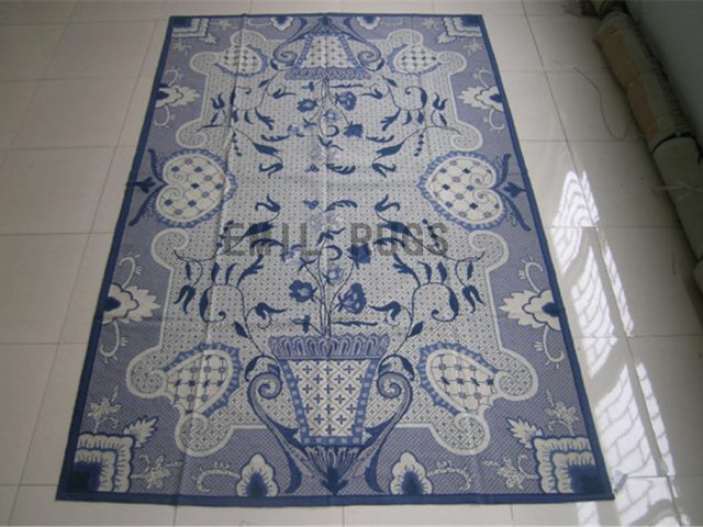 needlepoint rug 5.5' X 8.5' Blue Field Blue Border authentic