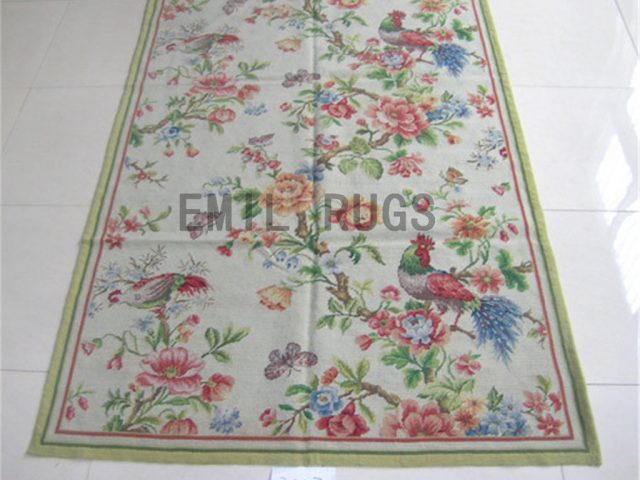 needlepoint carpets Square 5' X 5' Ivory Field Ivory Border handmade