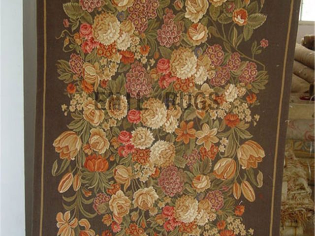 wool antique flat weave aubusson gobelin 5' X 6' art tapestry