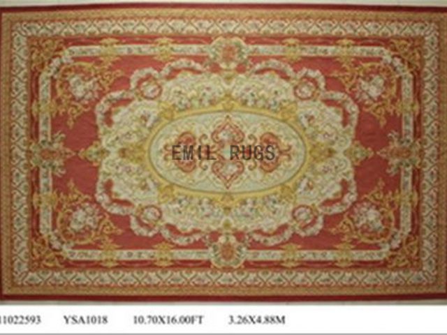 flat weave aubusson rug Oversized 10.8' X 16' Red Field Ivory Border 100% New Zealand wool european handmade