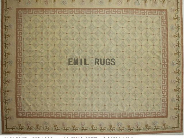 flat weave aubusson rugs 10' X 13' Ivory Field Ivory Border authentic 100% New Zealand wool french