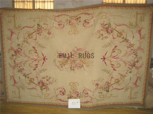 flat weave aubusson carpets 6' X 9' Ivory Field Ivory Border 100% New Zealand wool hand woven