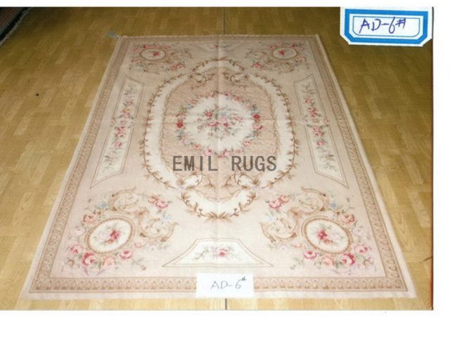 flat weave aubusson rugs 6' X 9' Ivory Field Ivory Border authentic 100% New Zealand wool french