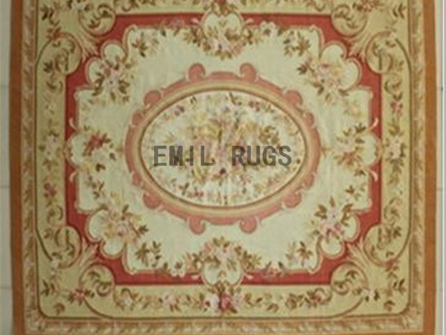 flat weave aubusson rug 8' X 10' Ivory Field Ivory Border 100% New Zealand wool hand woven