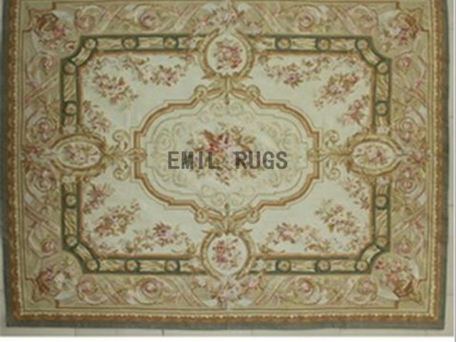 flat weave aubusson rugs 8' X 10' Ivory Field Ivory Border authentic 100% New Zealand wool french