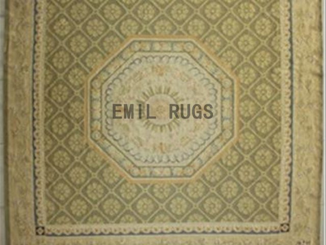 flat weave aubusson carpet 9.6' X 9.7' Beige Field Beige Border 100% New Zealand wool european handmade